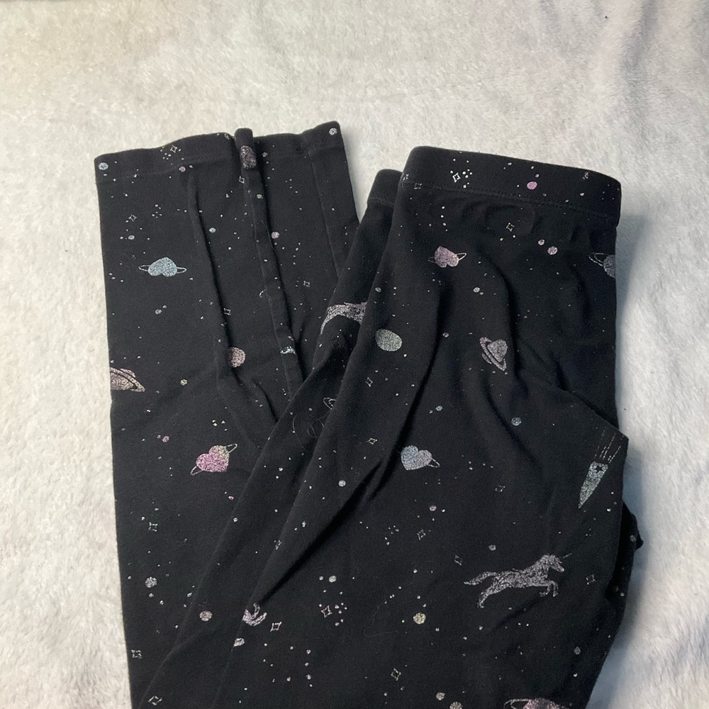 Wonder Nation Black Space Unicorn Print Kids Leggings